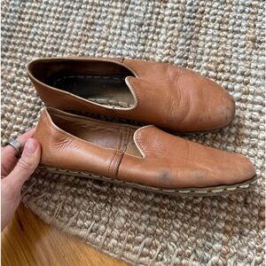 Cognac Leather Sabah Slip-On Shoes Size US 9/EU 40